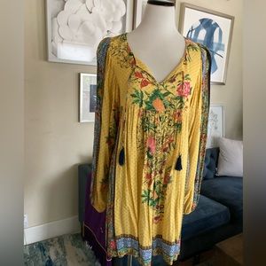 Farm Rio Dress Yellow Long Sleeve